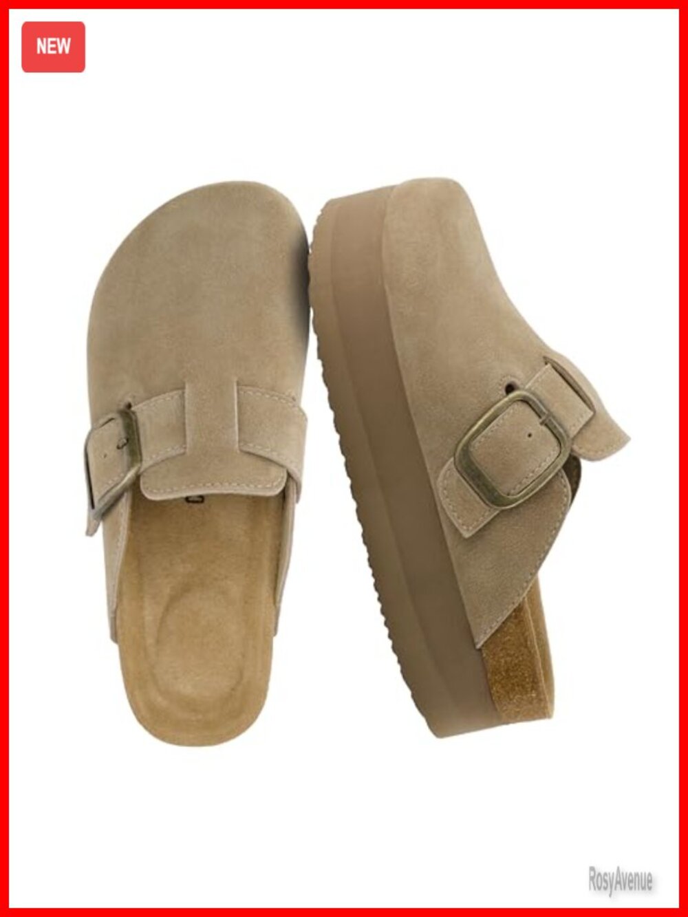 Genuine Suede Cork Footbed Platform Clog